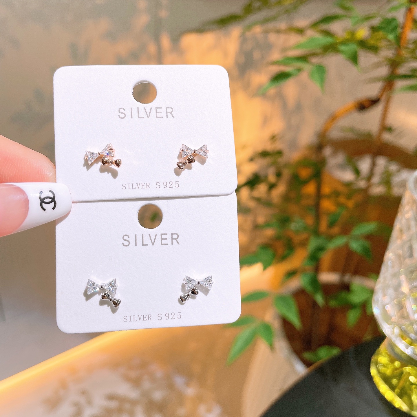 925 Silver Earrings Gentle Engagement Gold