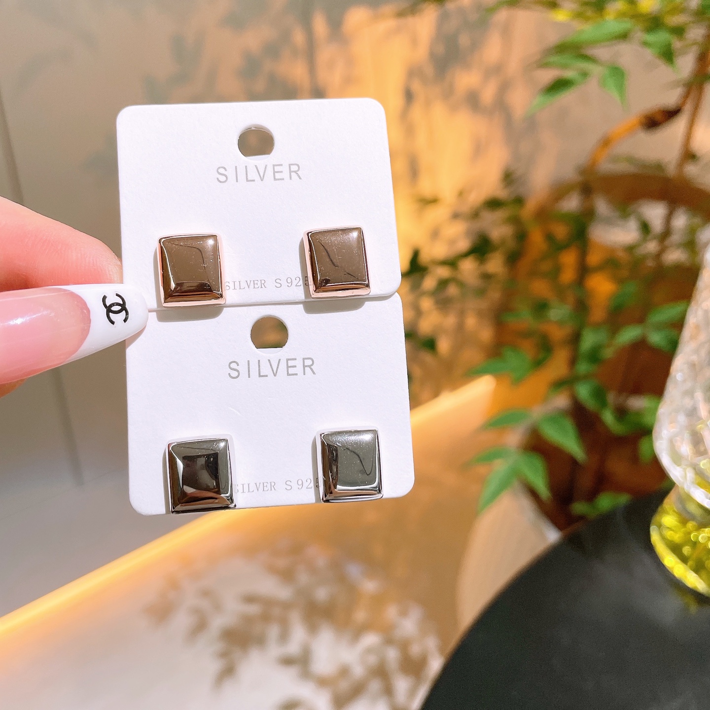 High Polish Silver Earrings Playful Self-love Gold