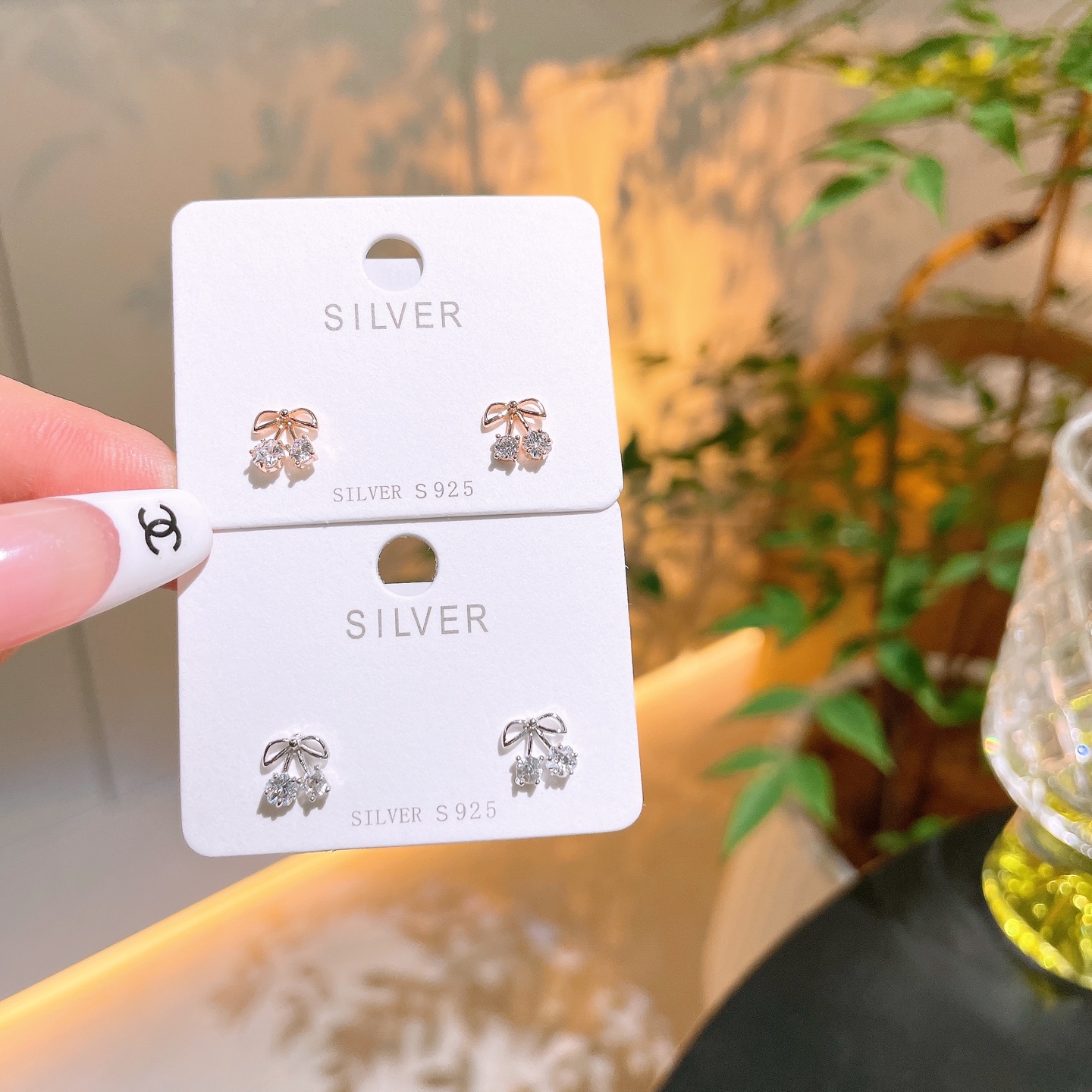 S925 Sterling Silver Earrings Fashion Engagement Gold