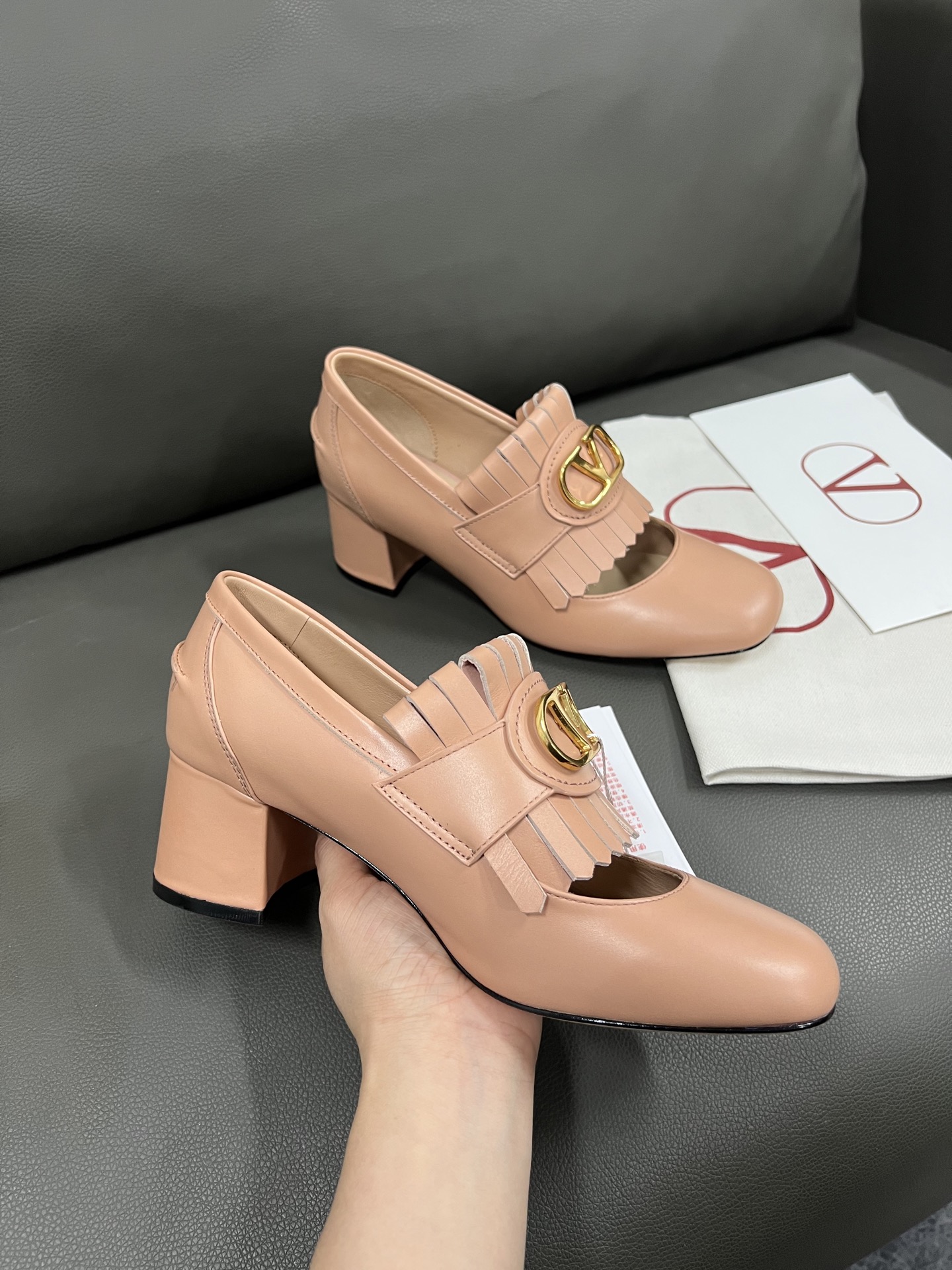 Valentino Women's Leather Block Heel Mary Jane Pumps with Tassel and Logo 6 i1743670645273 7107 0 3