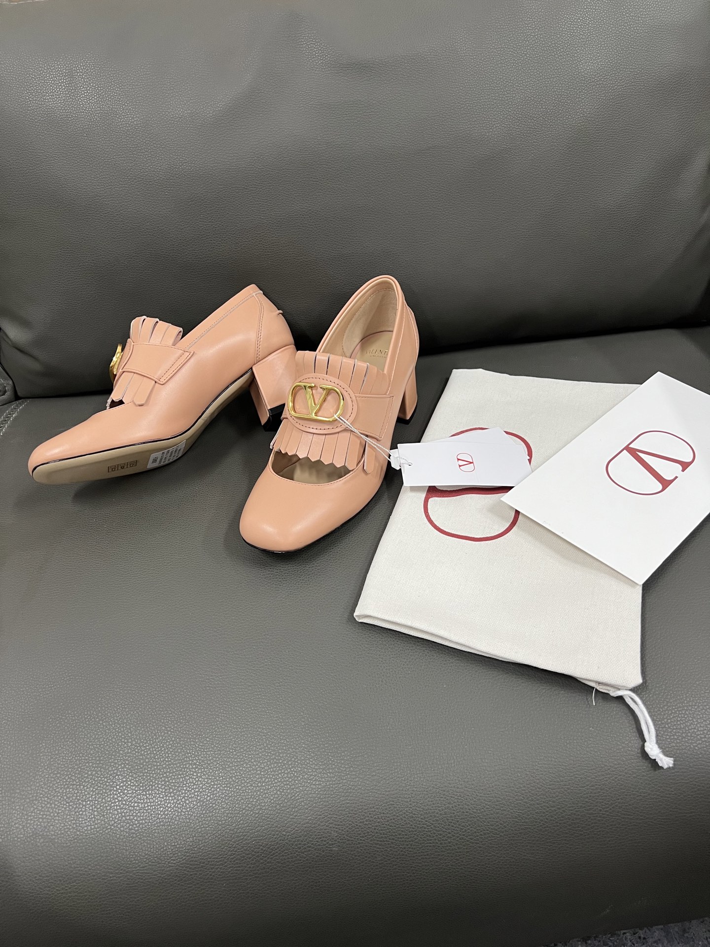 Valentino Women's Leather Block Heel Mary Jane Pumps with Tassel and Logo 3 i1743670649382 465 0 0