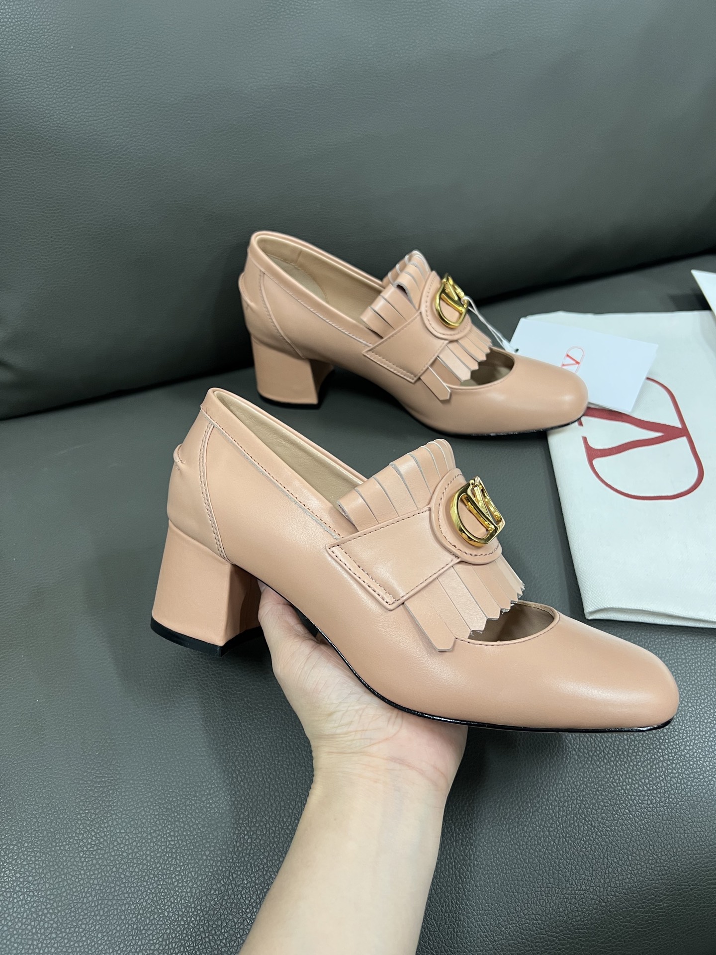 Valentino Women's Leather Block Heel Mary Jane Pumps with Tassel and Logo 4 i1743670649429 3884 0 1