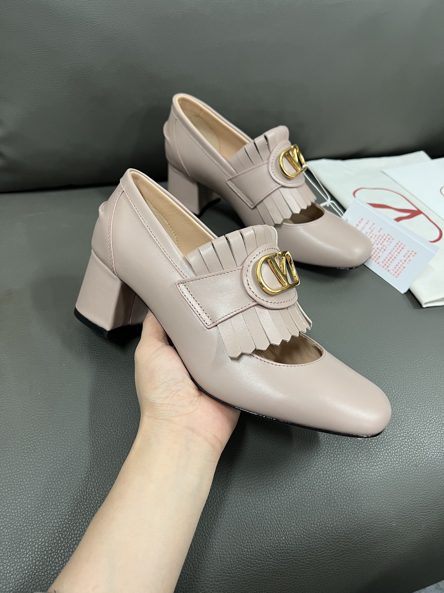 Valentino Women's Leather Block Heel Pumps with Tassel Detail - Chic & Stylish 5 i1743670687504 532 0 3