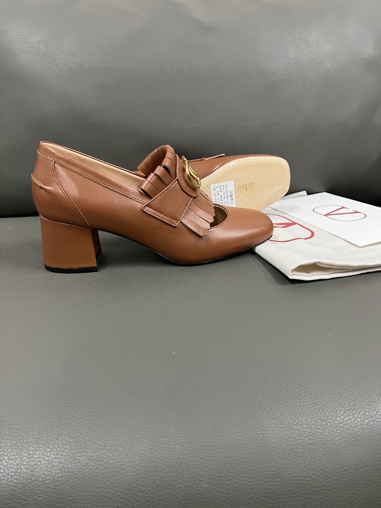 Valentino Women's Leather Fringe Block Heel Pumps, Designer Inspired, Chic and Stylish 7 i1743670754319 2027 0 5