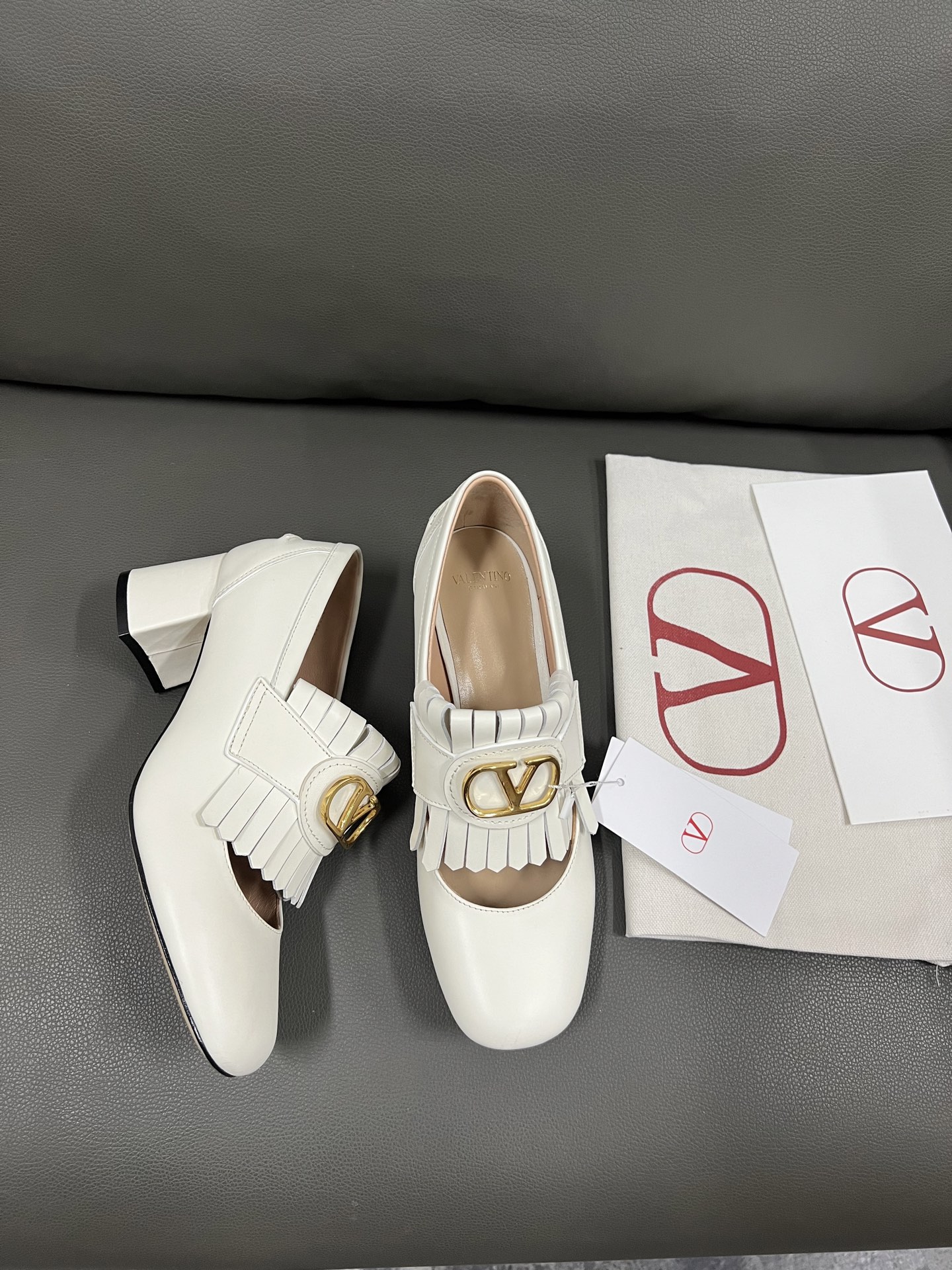 VALENTINO Early Spring White Leather Fringe Heeled Mary Jane Pumps 10 i1743670795079 8611 0 8