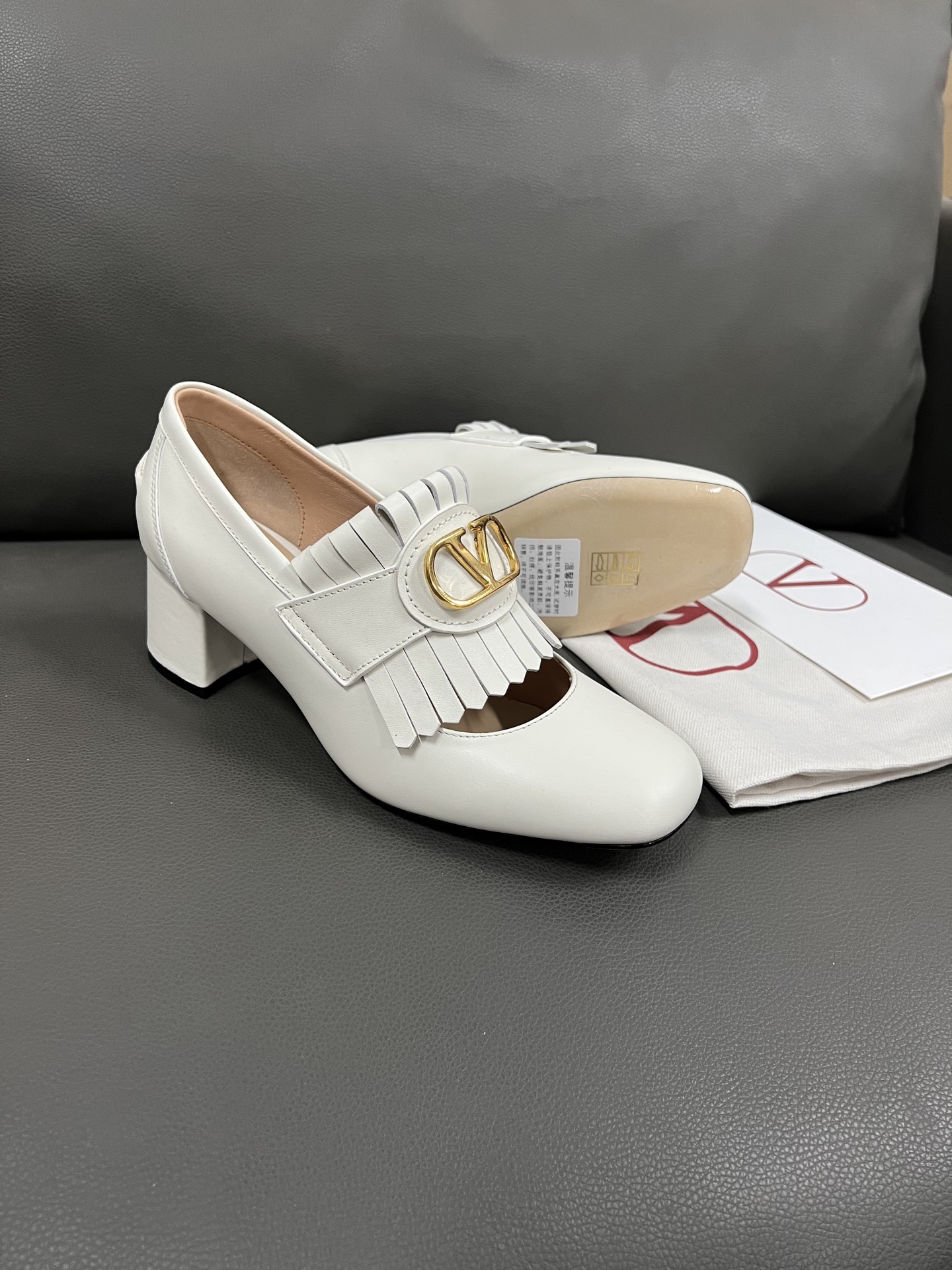 VALENTINO Early Spring White Leather Fringe Heeled Mary Jane Pumps 4 i1743670795103 3722 0 2