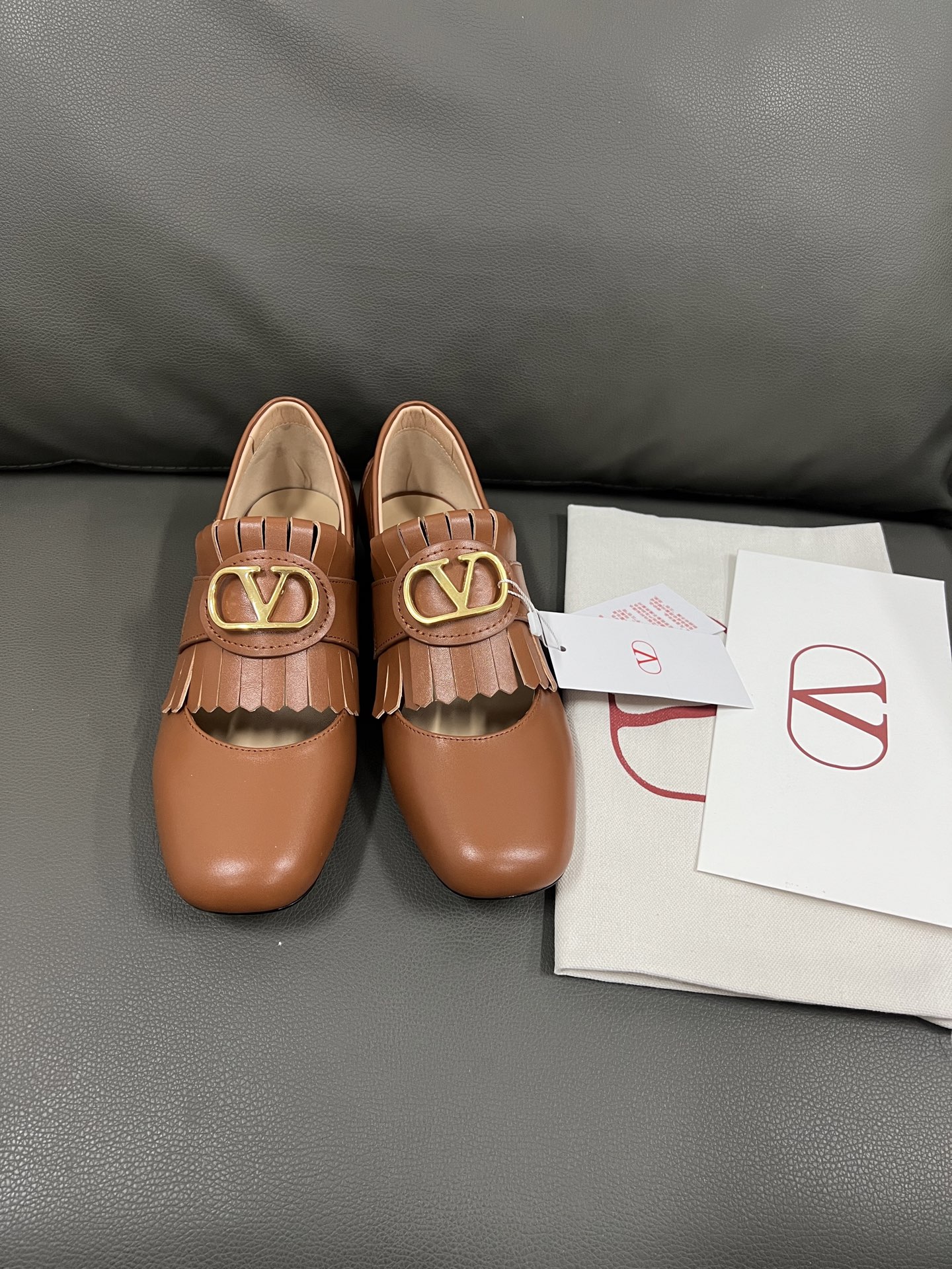 Valentino Women's Leather Fringe Detail Block Heel Loafers - Brown 3 i1743670981597 6712 0 0