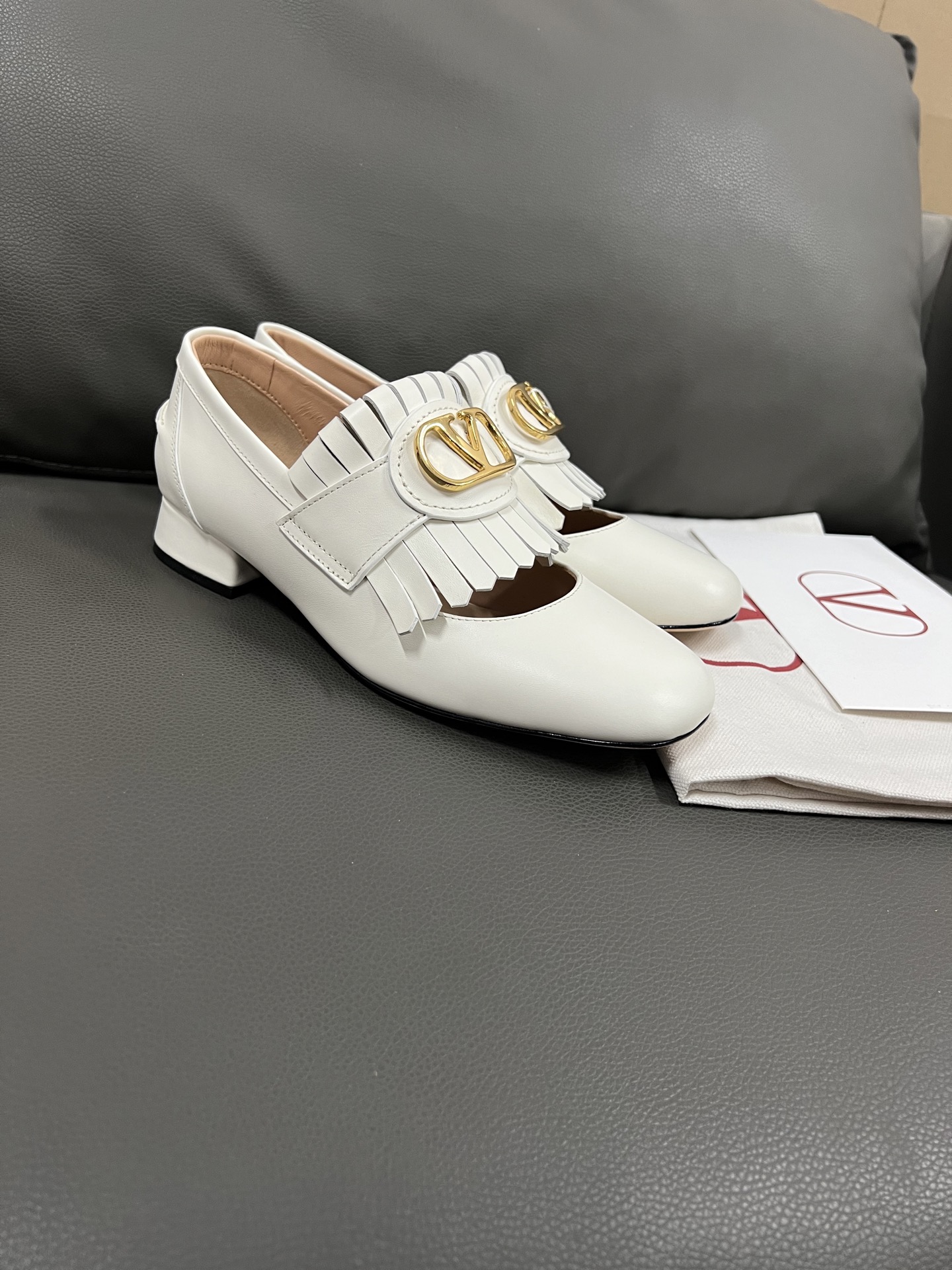 Valentino Women's White Leather Fringe Loafers, Designer Italian Leather Shoes 3 i1743671041644 3953 0 0