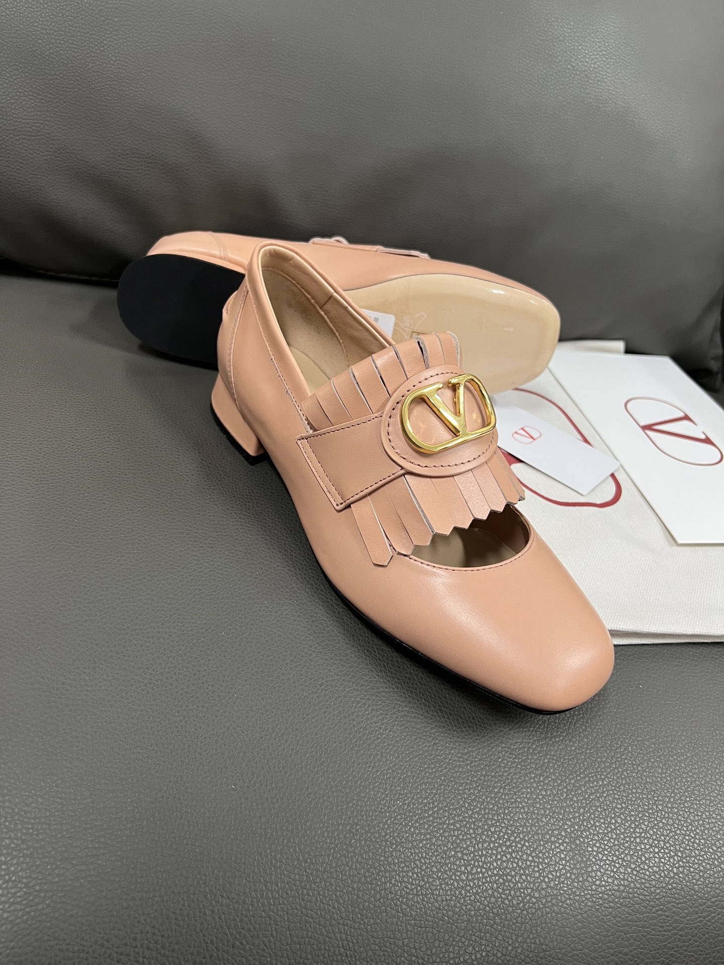 Valentino Women's Leather Fringe Loafer Flats with Block Heel in Pink 2 i1743671101225 2749 0 2