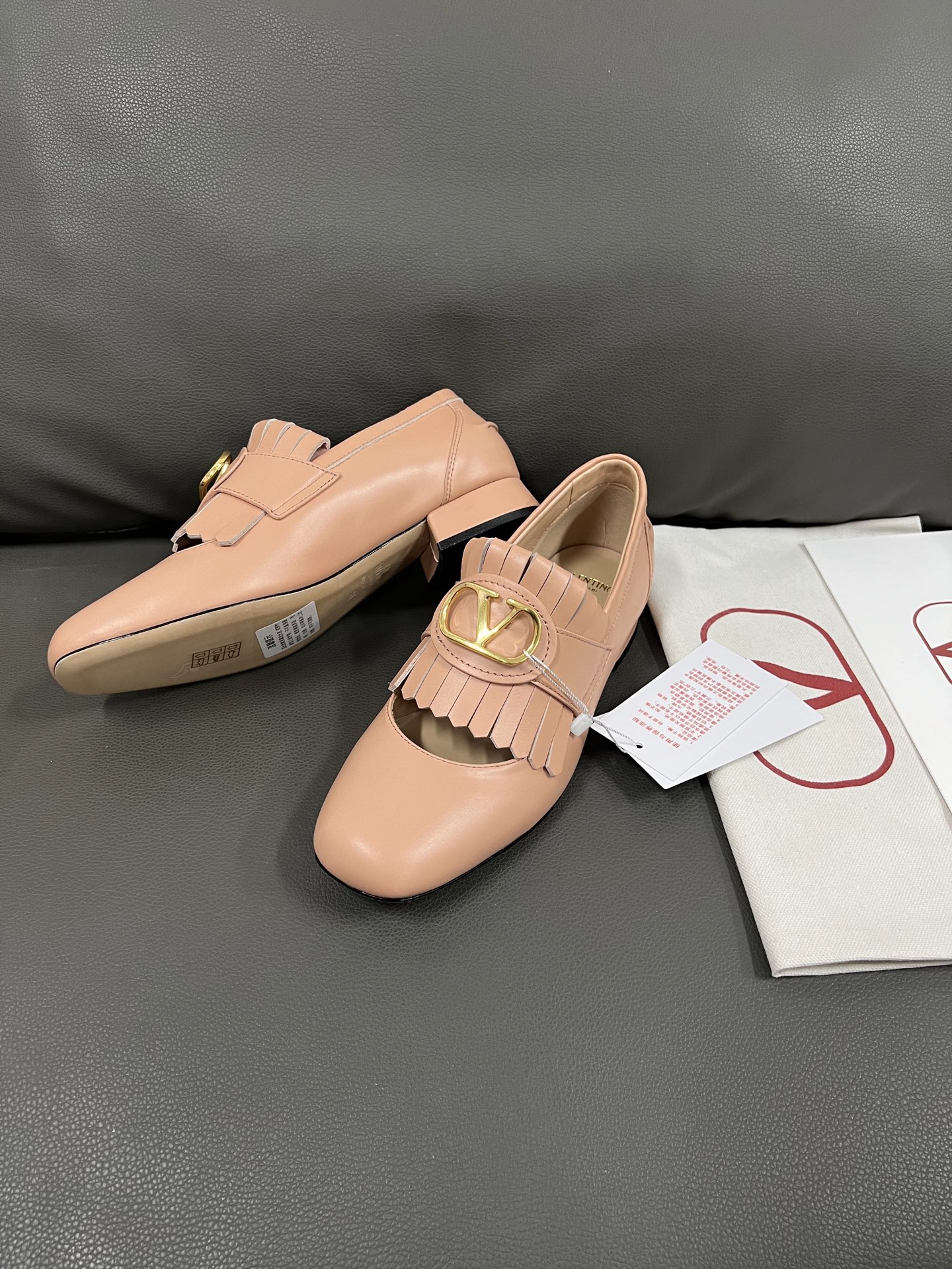 Valentino Women's Leather Fringe Loafer Flats with Block Heel in Pink 5 i1743671101263 3517 0 3