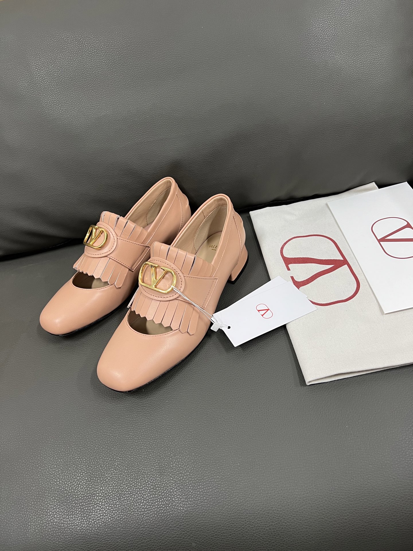 Valentino Women's Leather Fringe Loafer Flats with Block Heel in Pink 9 i1743671104245 1118 0 7