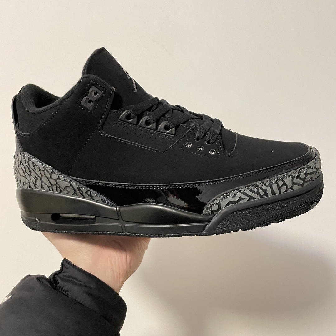 AirJordan3AJ3黑猫头层皮料经典复刻完美爆裂区分市面所有版本原厂磨具完美鞋型鞋舌飞人刺绣精细对