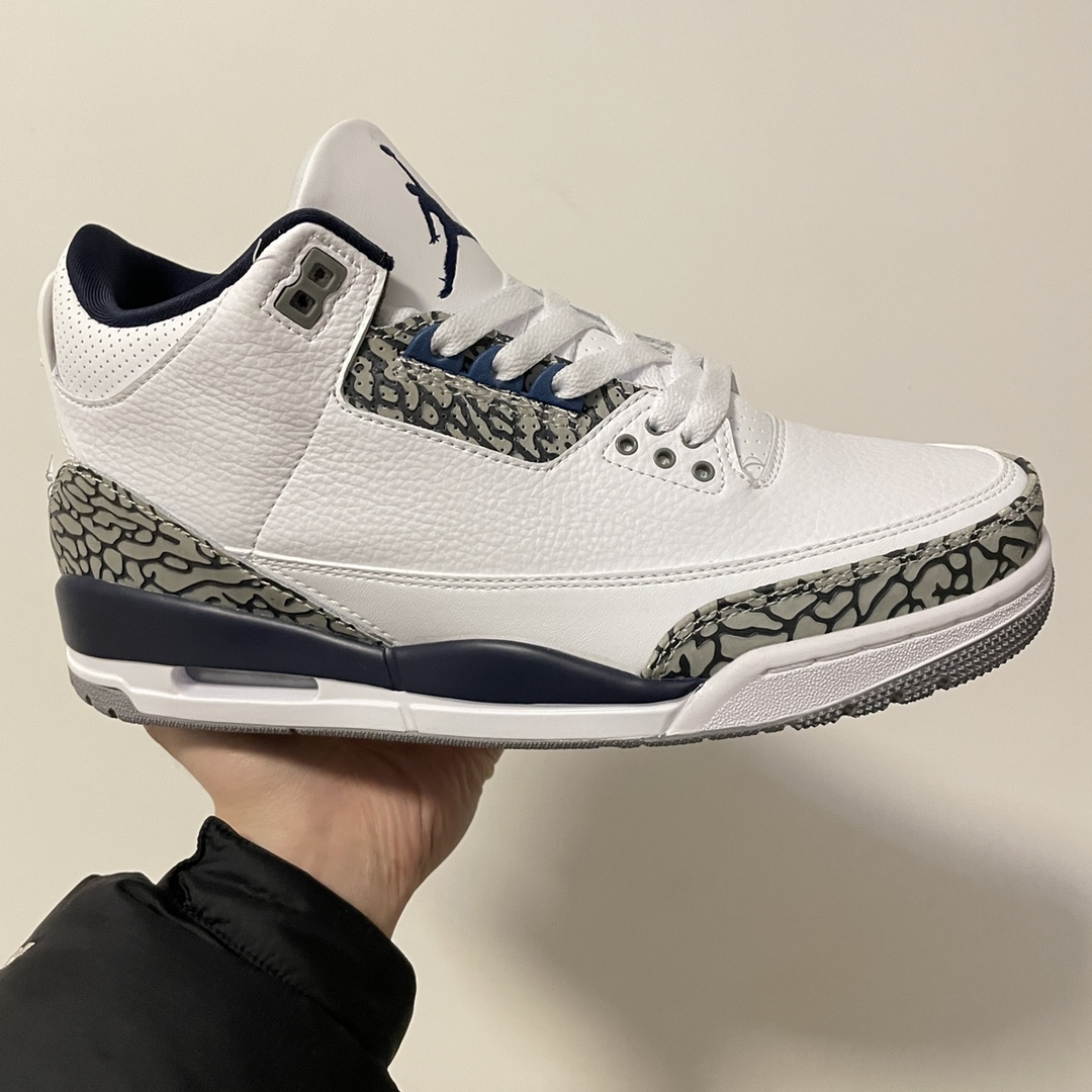 AirJordan3AJ3白蓝头层皮料经典复刻完美爆裂区分市面所有版本原厂磨具完美鞋型鞋舌飞人刺绣精细对