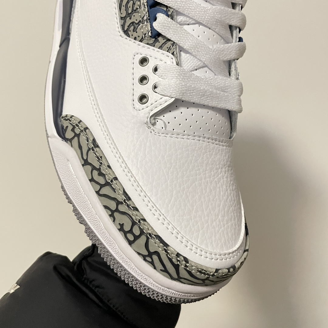 AirJordan3AJ3白蓝头层皮料经典复刻完美爆裂区分市面所有版本原厂磨具完美鞋型鞋舌飞人刺绣精细对