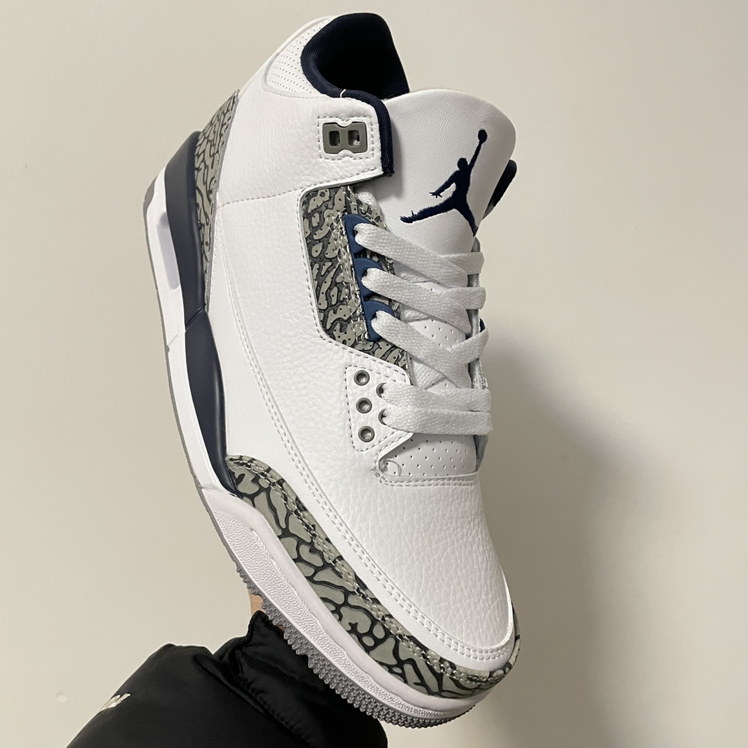 AirJordan3AJ3白蓝头层皮料经典复刻完美爆裂区分市面所有版本原厂磨具完美鞋型鞋舌飞人刺绣精细对