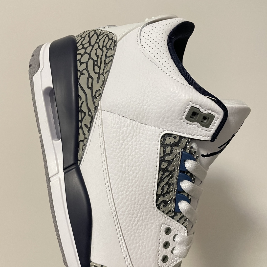 AirJordan3AJ3白蓝头层皮料经典复刻完美爆裂区分市面所有版本原厂磨具完美鞋型鞋舌飞人刺绣精细对