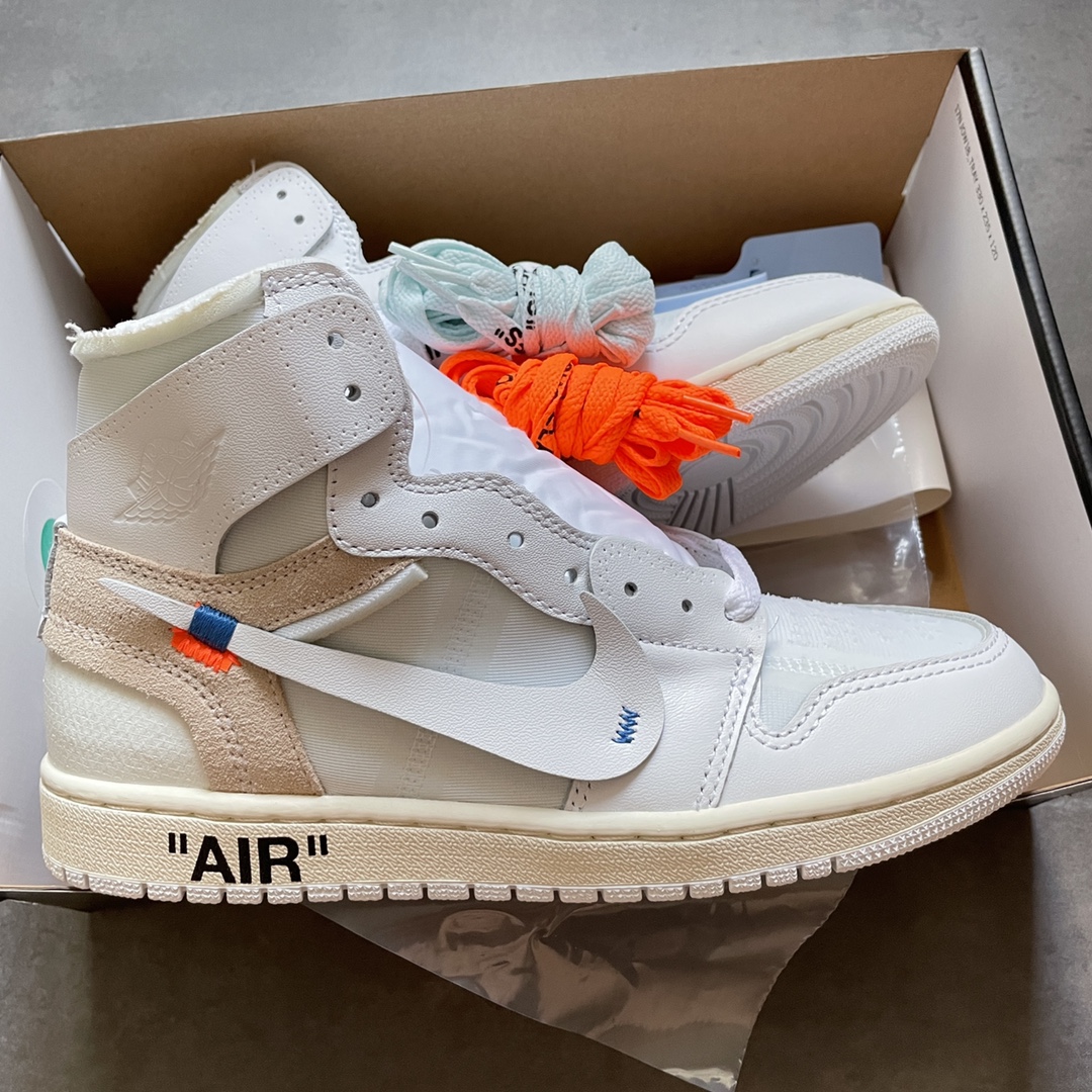 特价OFF-WHITExAirJordanAJ1RetroHighOW联名欧洲限定纯白货号AQ0818-