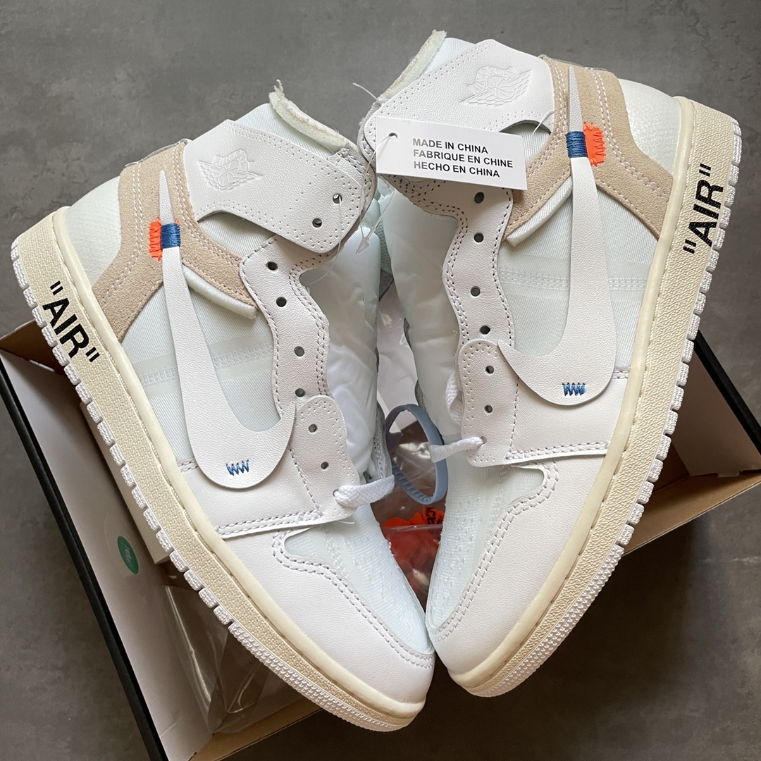 特价OFF-WHITExAirJordanAJ1RetroHighOW联名欧洲限定纯白货号AQ0818-