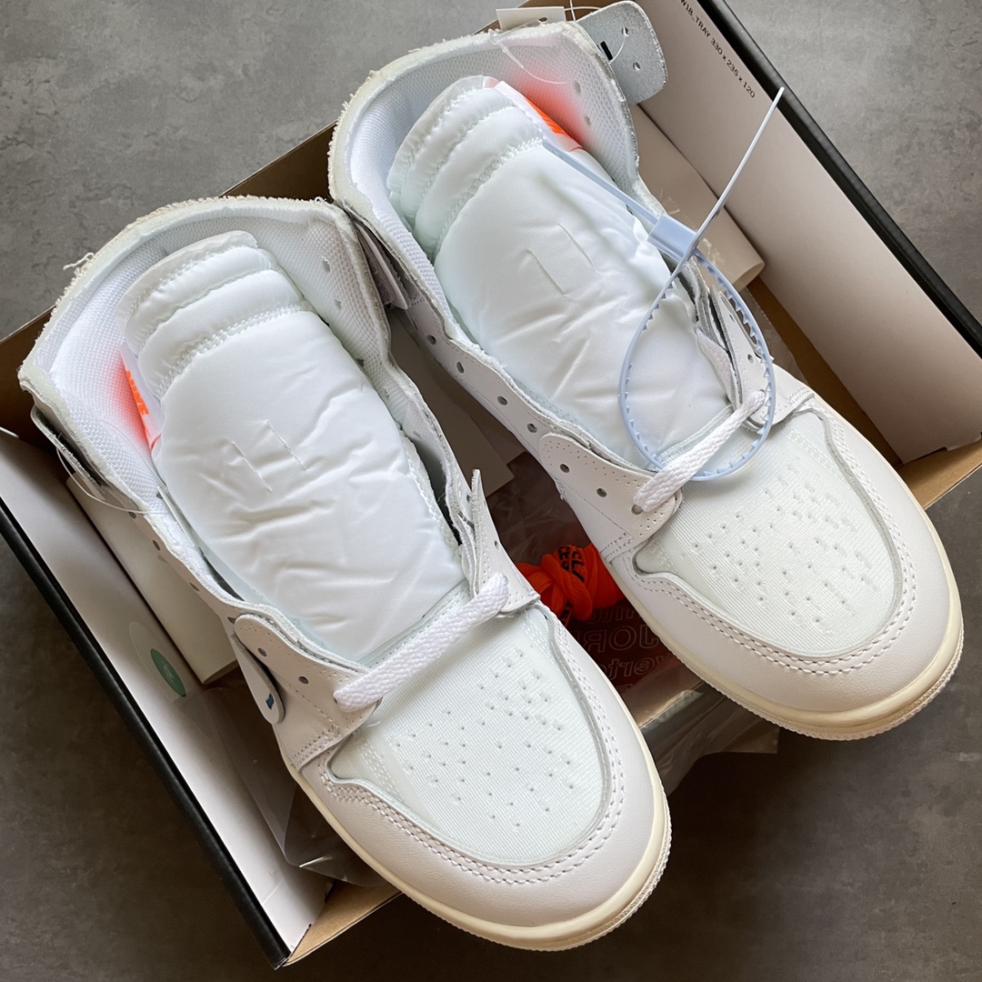 特价OFF-WHITExAirJordanAJ1RetroHighOW联名欧洲限定纯白货号AQ0818-