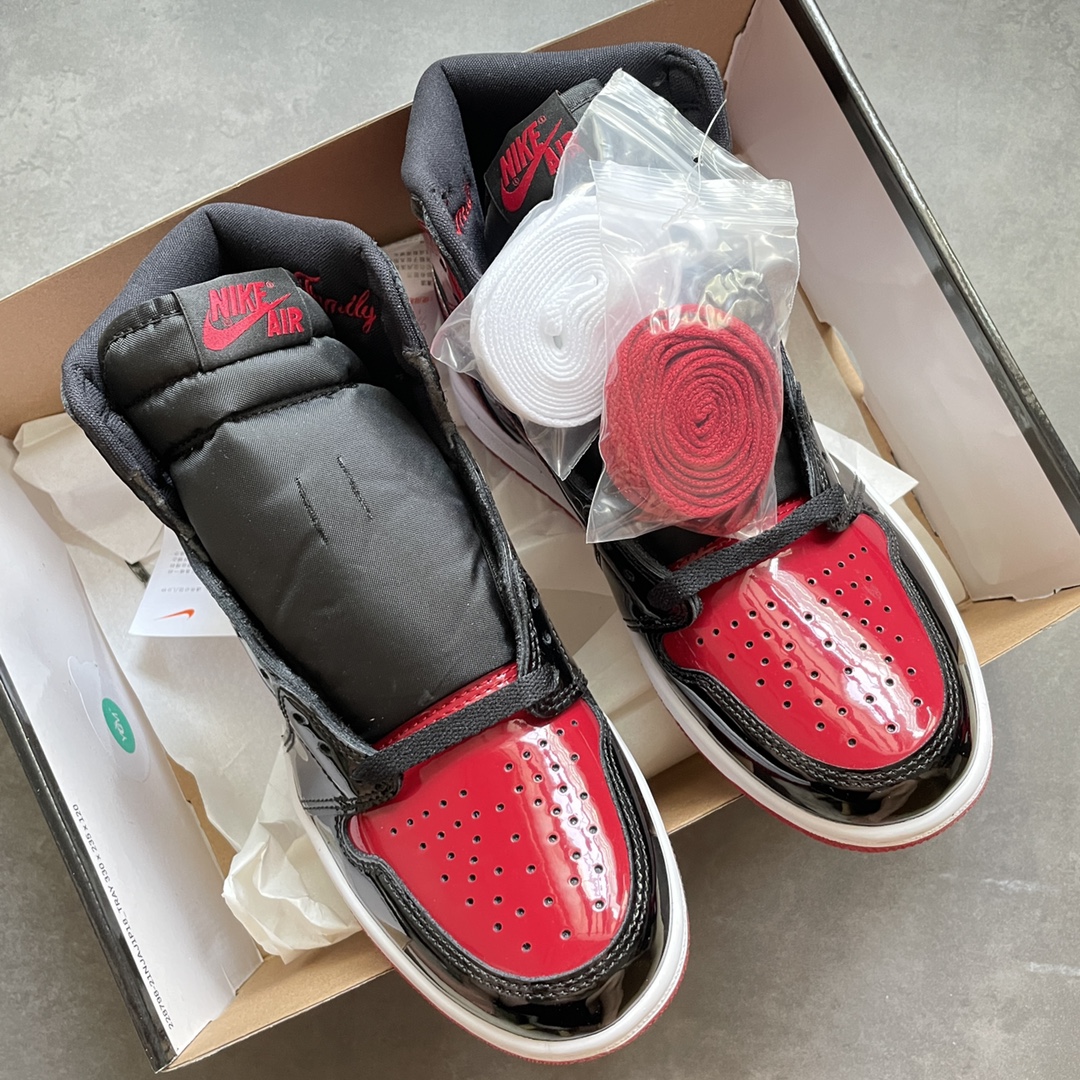 特价AirJordan1High漆皮黑红禁穿原鞋原楦头纸板开发极致一眼正品既视感最大限度还原公司正品货号