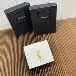 Yves Saint Laurent Wallet Black Gold White Lychee Pattern Mini