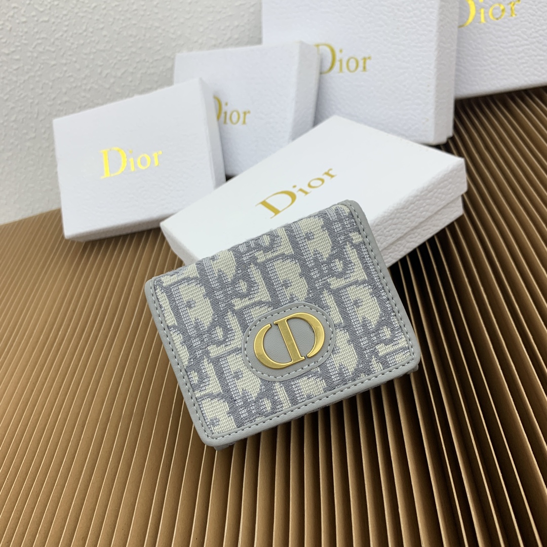 Dior Portafoglio Grigio Stampa Oblique