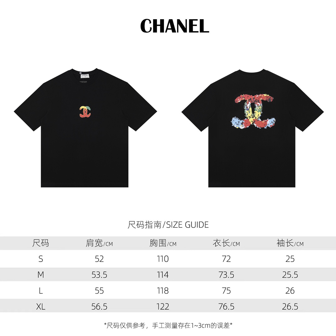 Chanel Ropa Camiseta Negro Peinado Algodón Manga corta