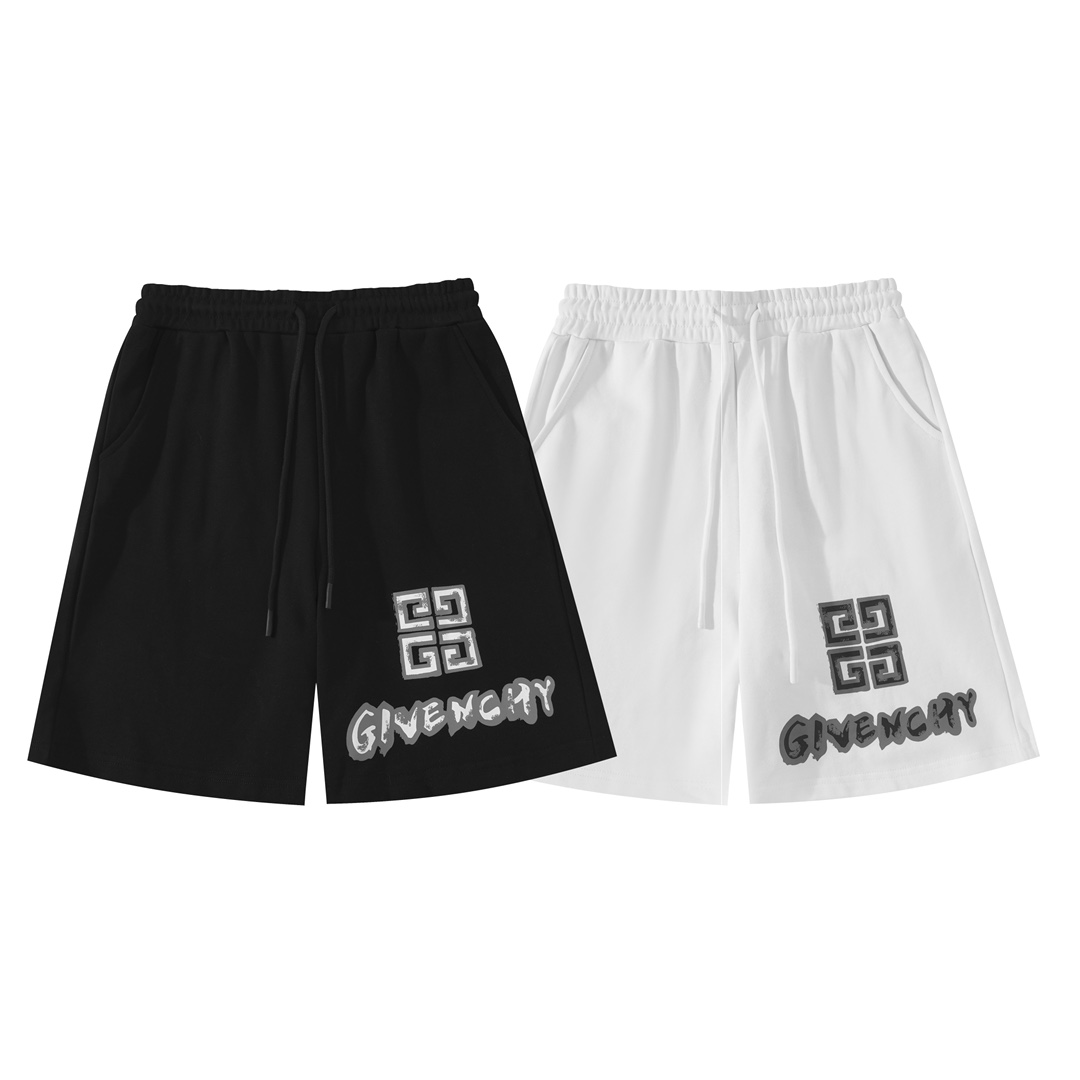 Givenchy Men's Black Cotton Blend Logo Print Drawstring Sweat Shorts 3 i1716560665 6605 0