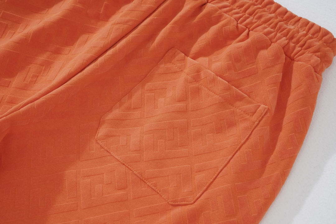 2024 New FENDI Tweezed Shorts in High-quality Fur Wire, Orange, Sizes S-XL - 图片 8