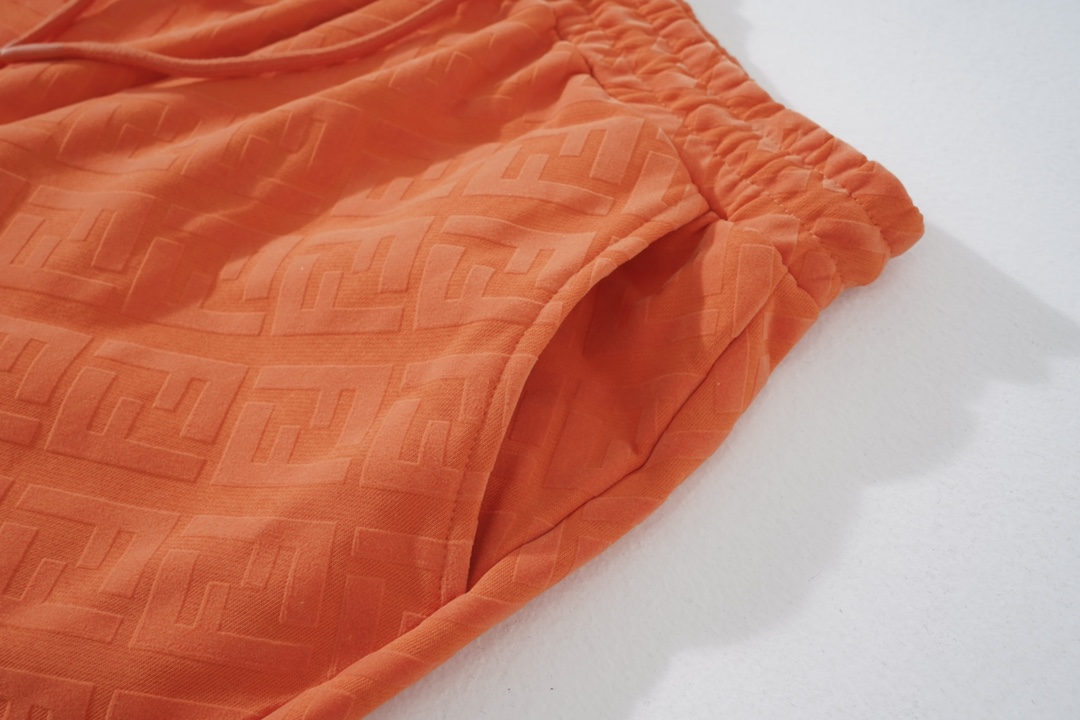 2024 New FENDI Tweezed Shorts in High-quality Fur Wire, Orange, Sizes S-XL - 图片 6