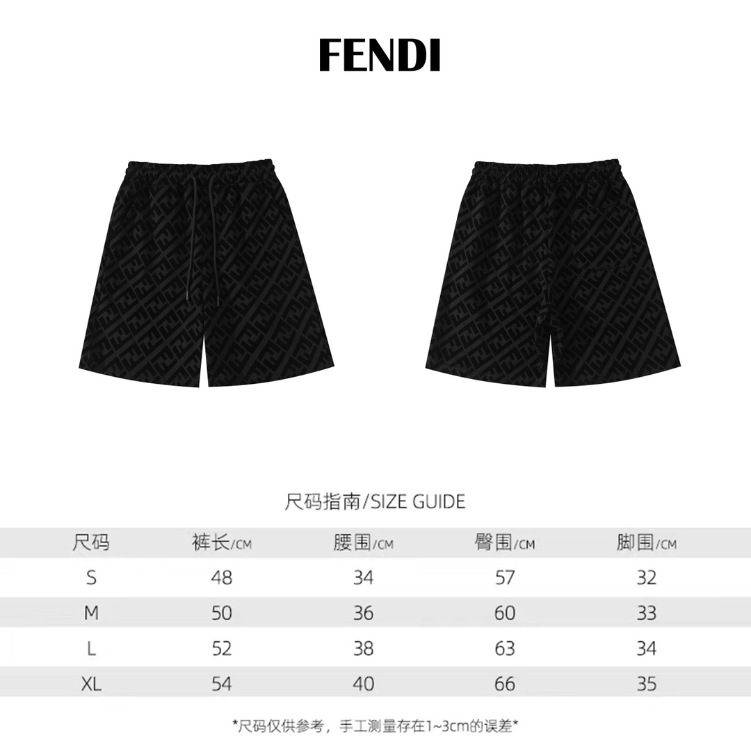2024 New FENDI Tweezed Shorts in Black Fur, Sizes S-XL, Section N666