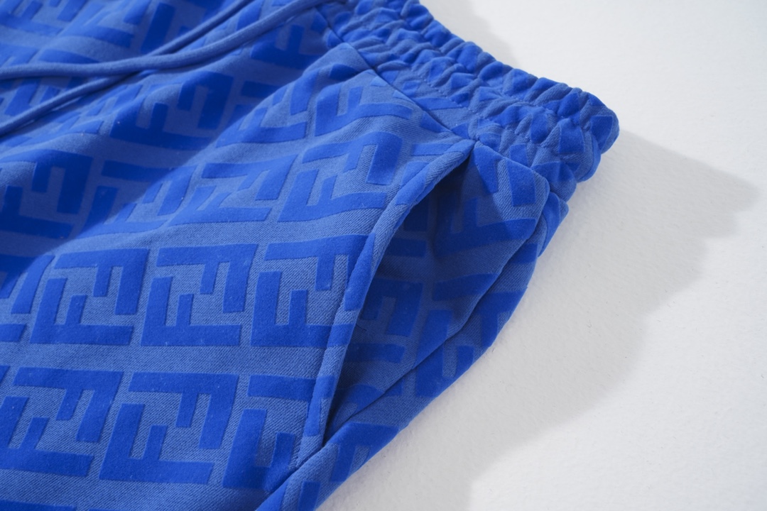 2024 New FENDI Tweezed Shorts with High-quality Fur Wire in Blue, Sizes S-XL - 图片 6