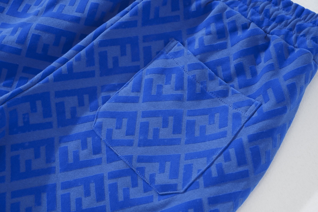 2024 New FENDI Tweezed Shorts with High-quality Fur Wire in Blue, Sizes S-XL - 图片 7