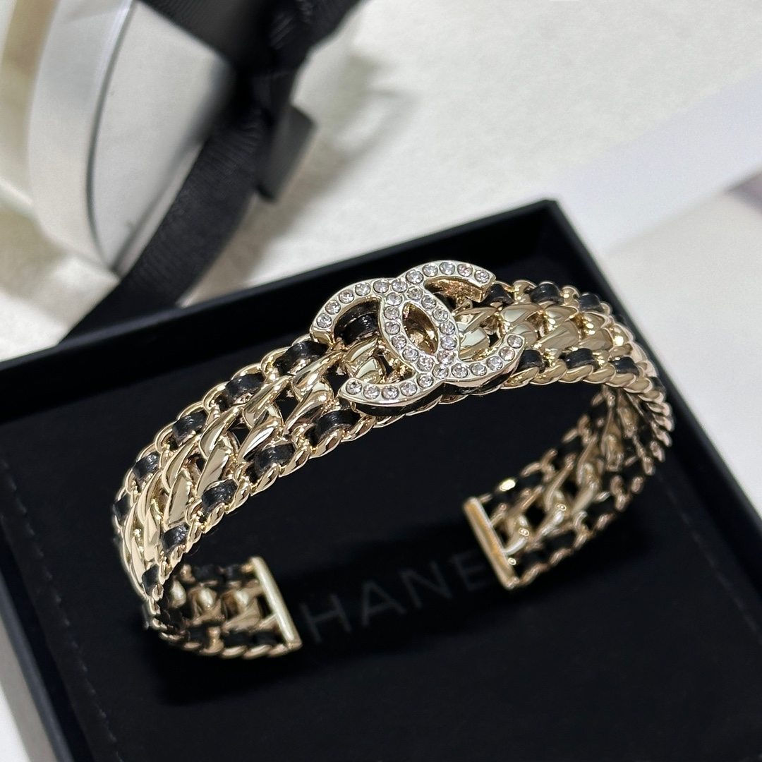 Chanel Jewelry Bracelet Black Yellow Brass