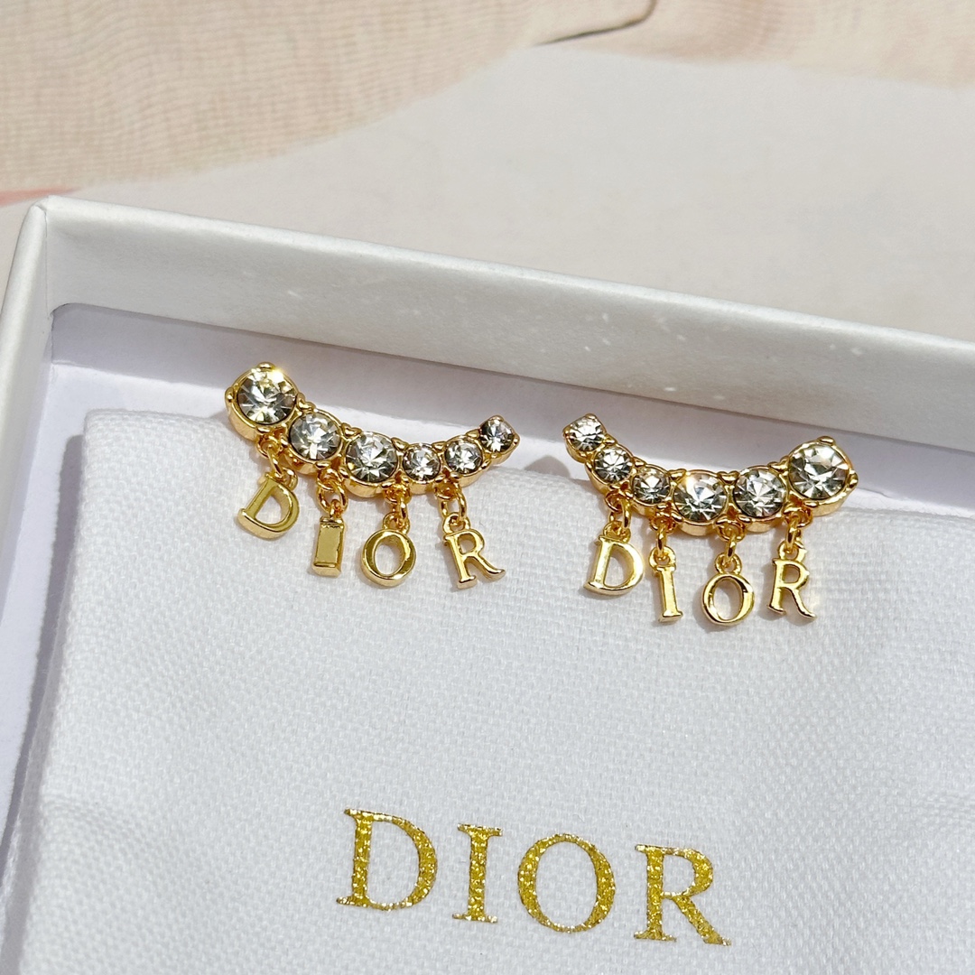 Dior Jewelry Earring Replcia Cheap
 Yellow Brass