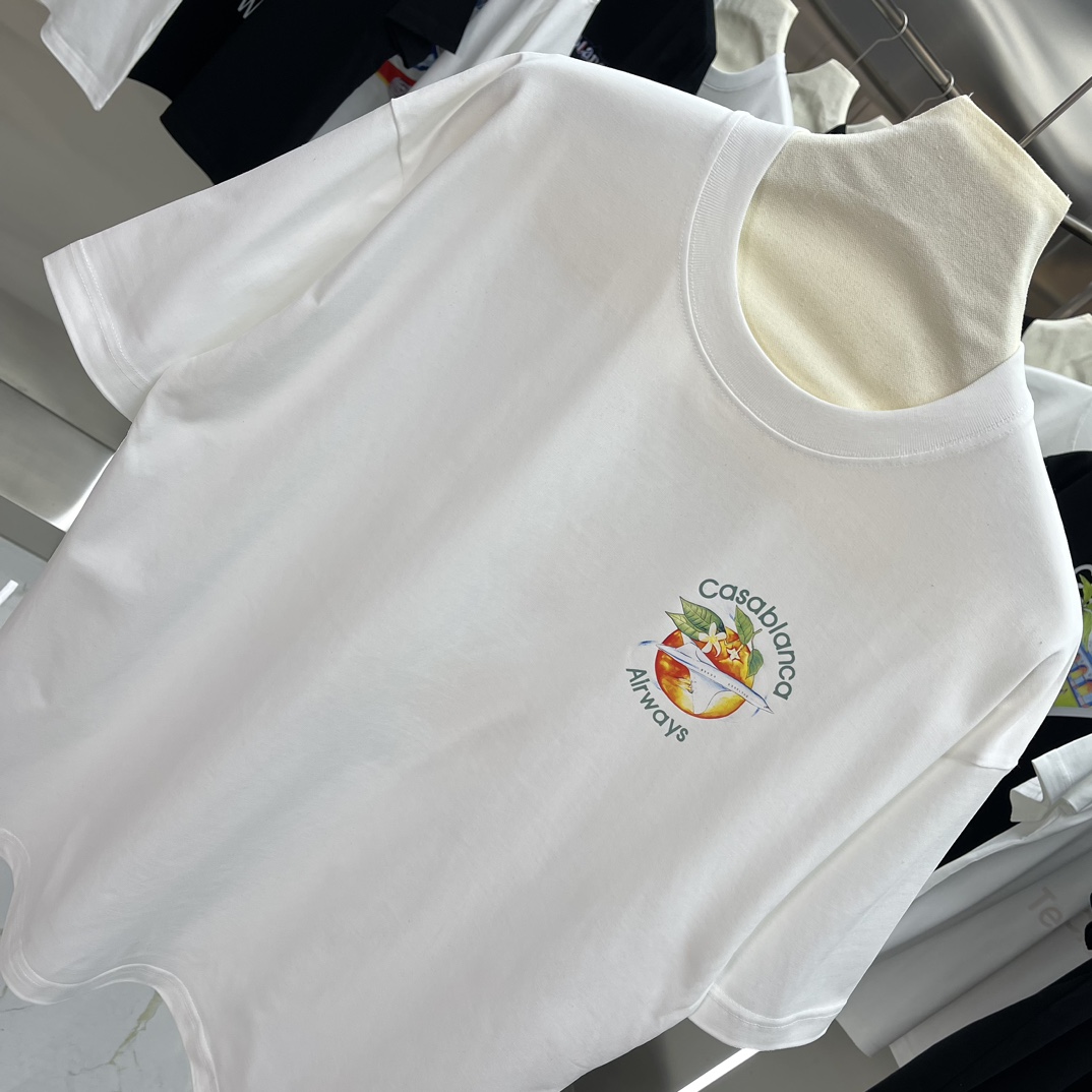 Casablanca Classics Short-Sleeve T-Shirt in Velvet Cotton, White and Black, Various Sizes - 图片 3