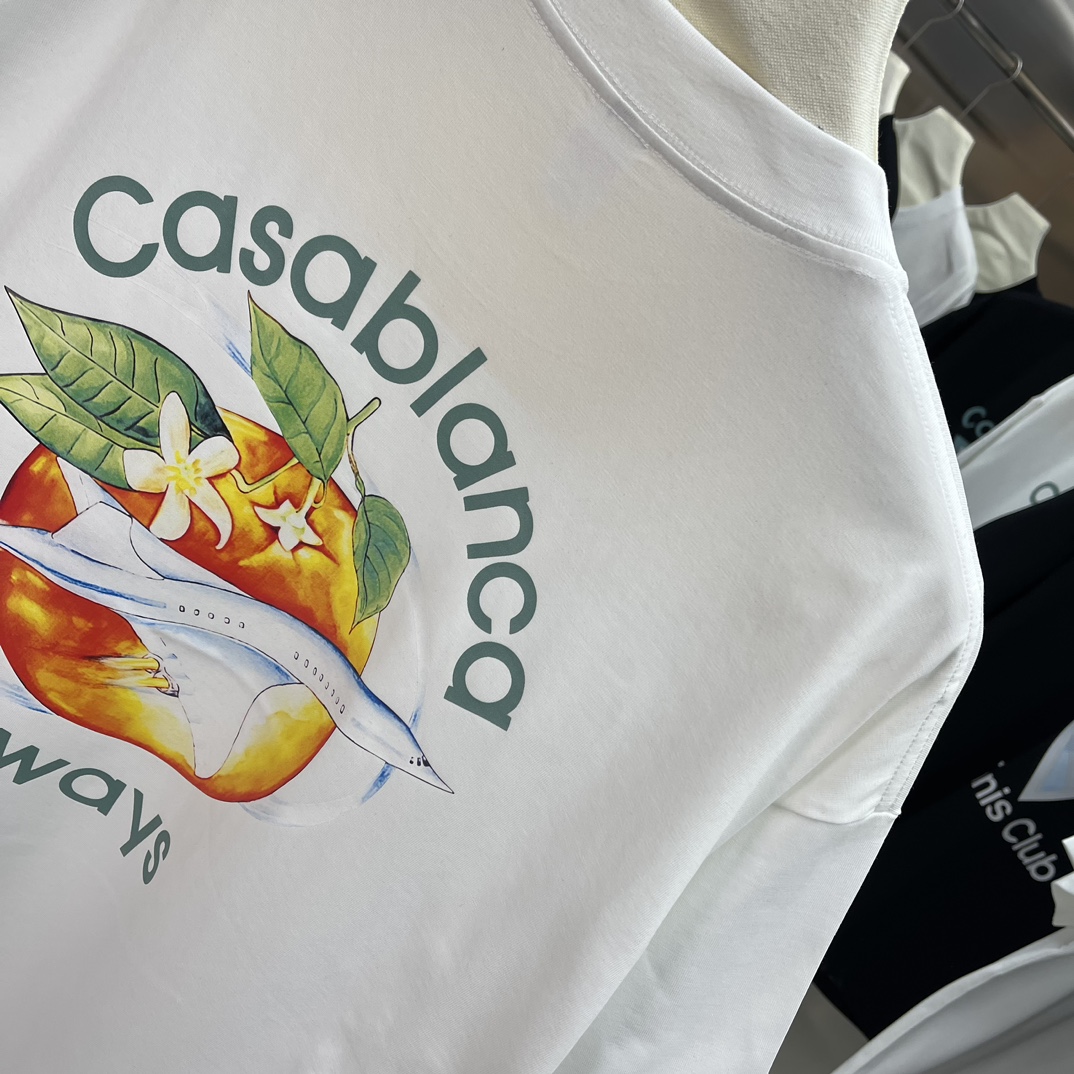 Casablanca Classics Short-Sleeve T-Shirt in Velvet Cotton, White and Black, Various Sizes - 图片 9