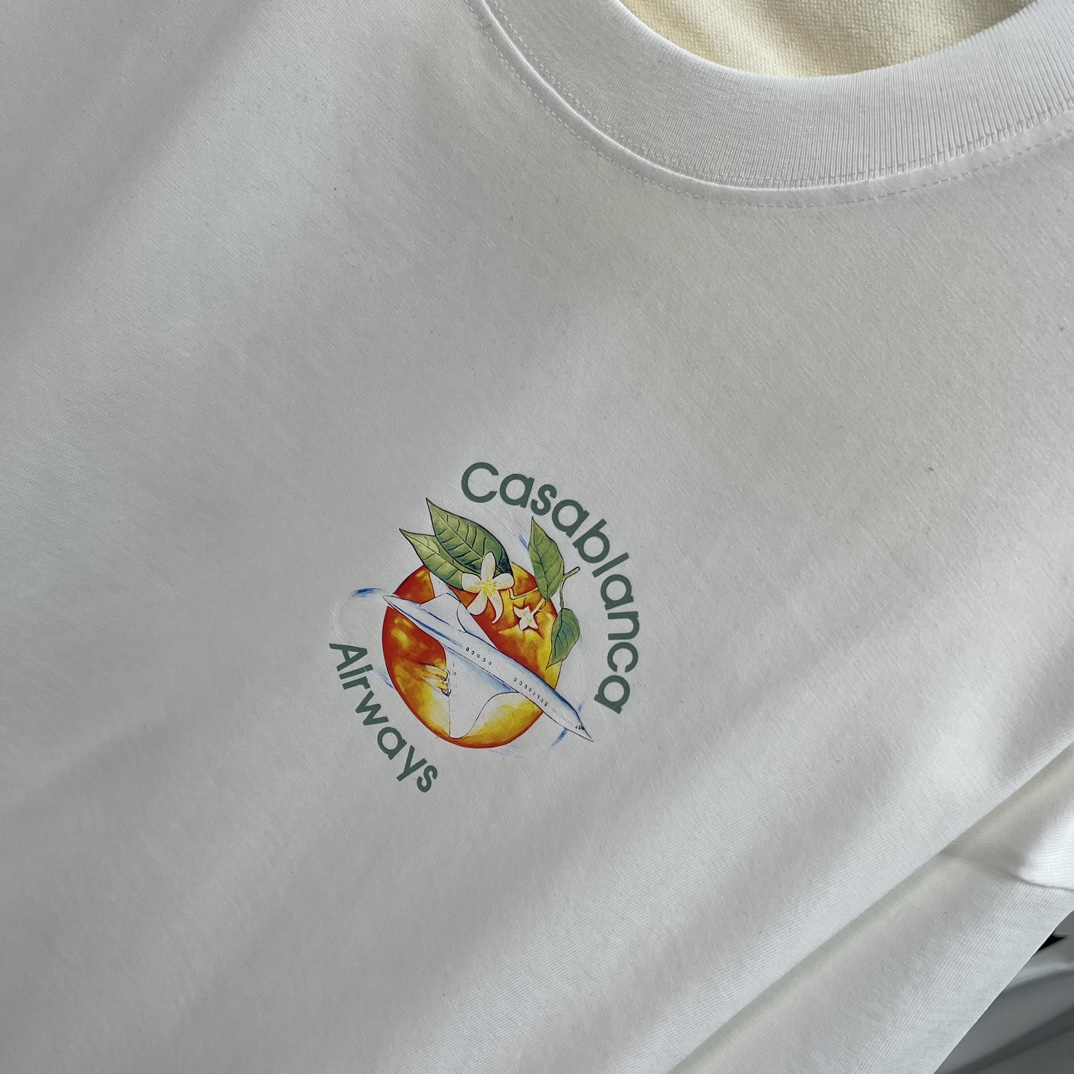 Casablanca Classics Short-Sleeve T-Shirt in Velvet Cotton, White and Black, Various Sizes - 图片 4