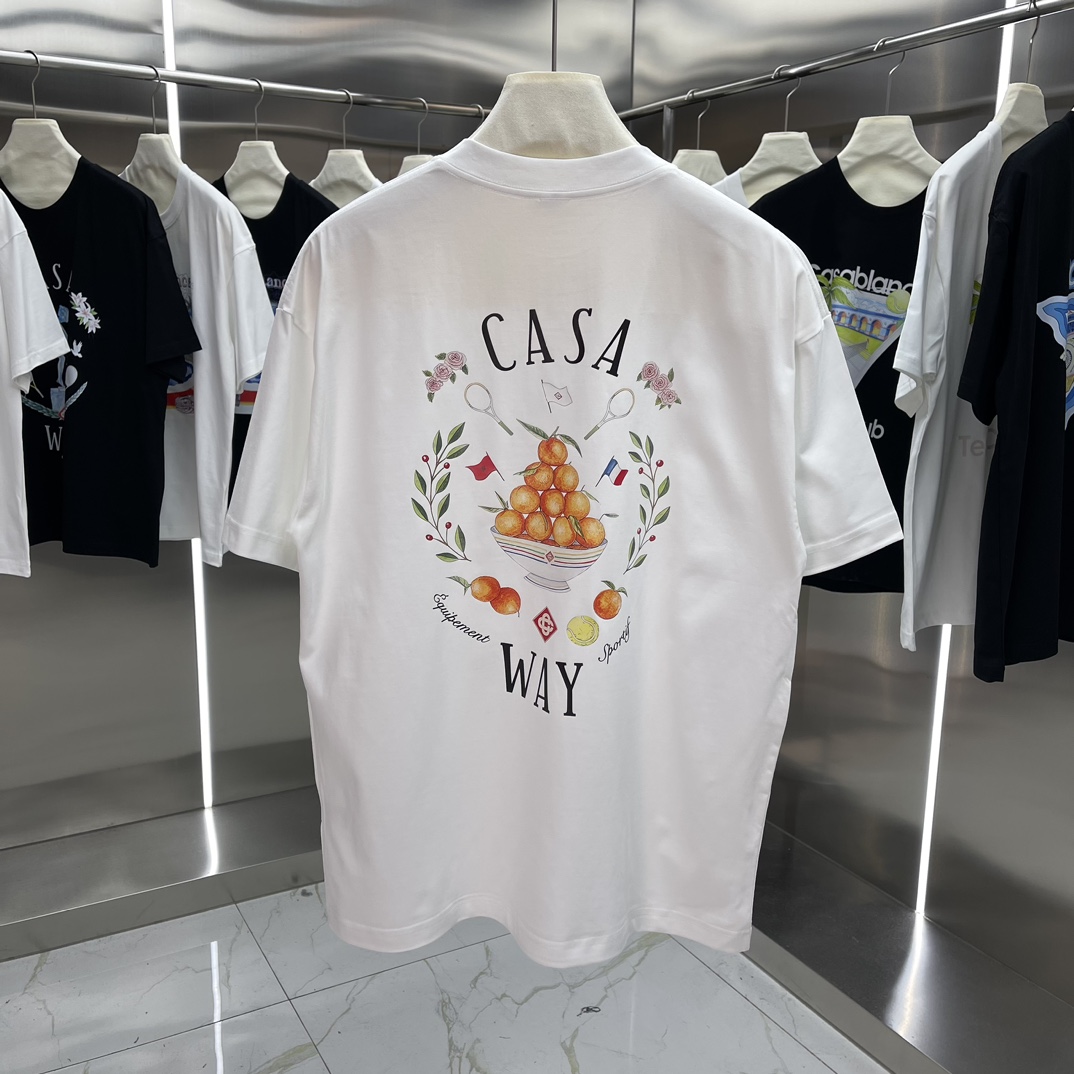 Casablanca Classics Short-Sleeve T-Shirt in Velvet Cotton, White and Black, Various Sizes - 图片 5