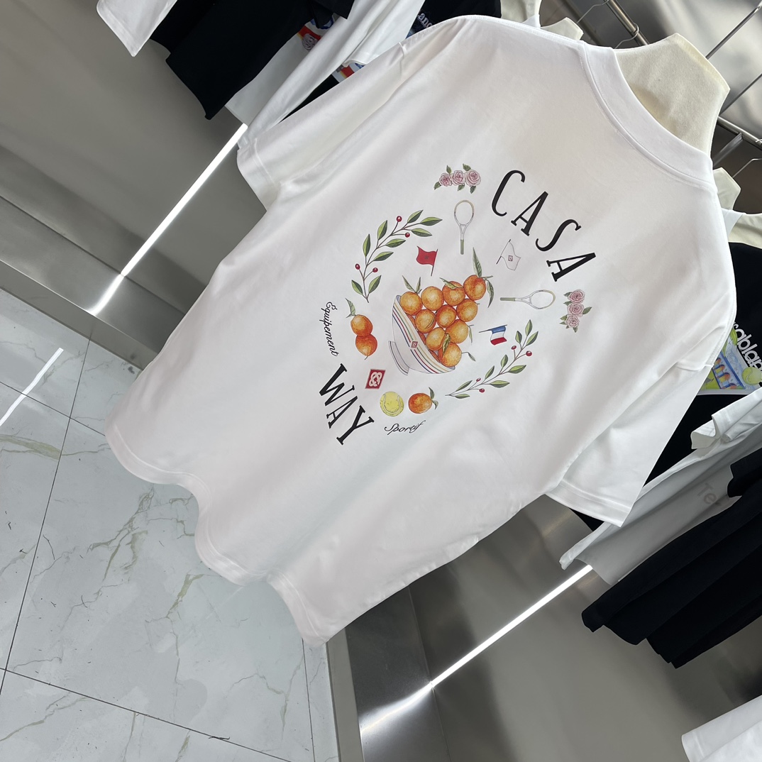 Casablanca Classics Short-Sleeve T-Shirt in Velvet Cotton, White and Black, Various Sizes - 图片 6