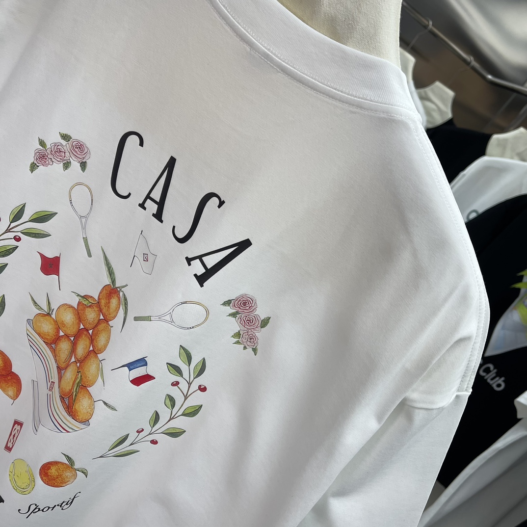Casablanca Classics Short-Sleeve T-Shirt in Velvet Cotton, White and Black, Various Sizes - 图片 9