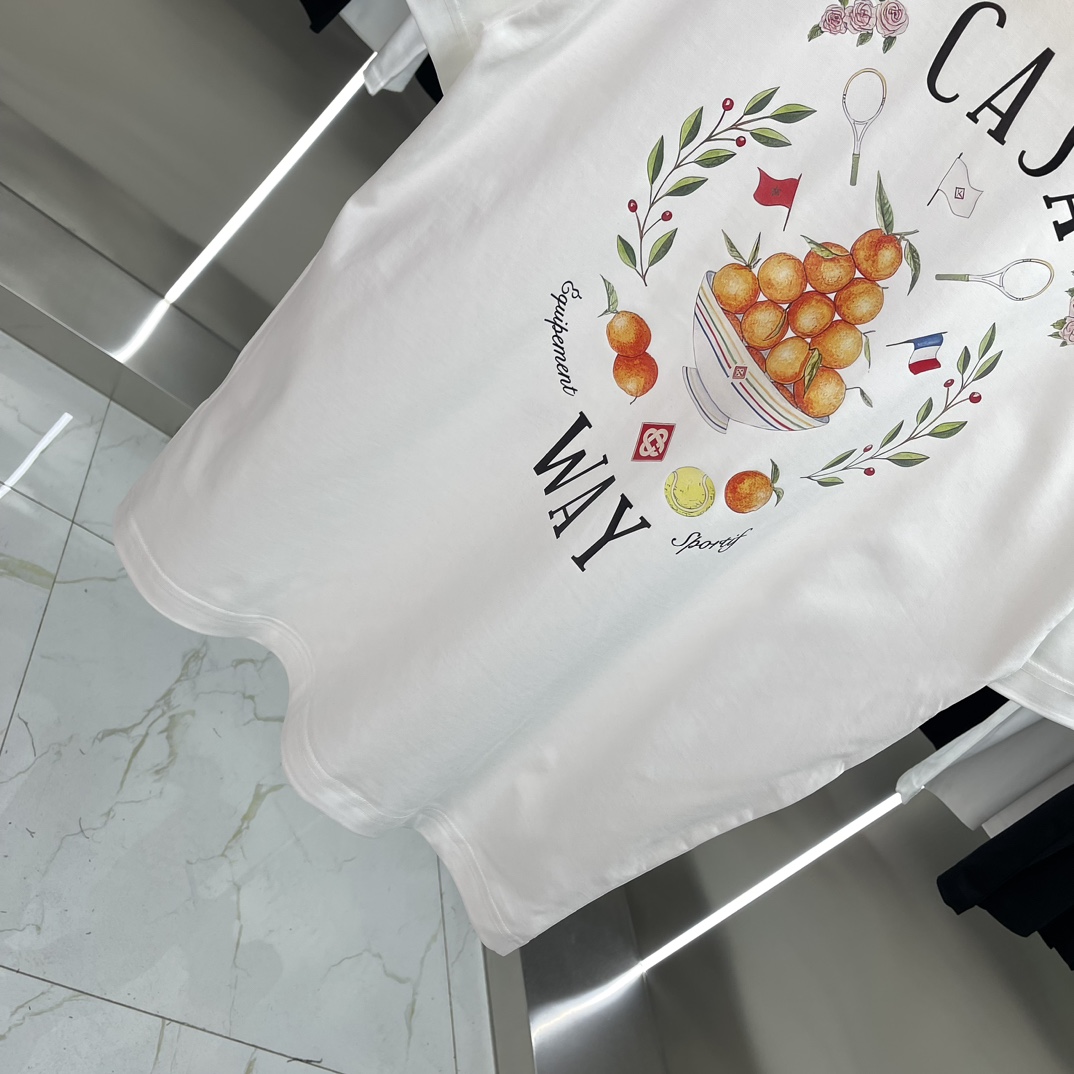 Casablanca Classics Short-Sleeve T-Shirt in Velvet Cotton, White and Black, Various Sizes - 图片 8