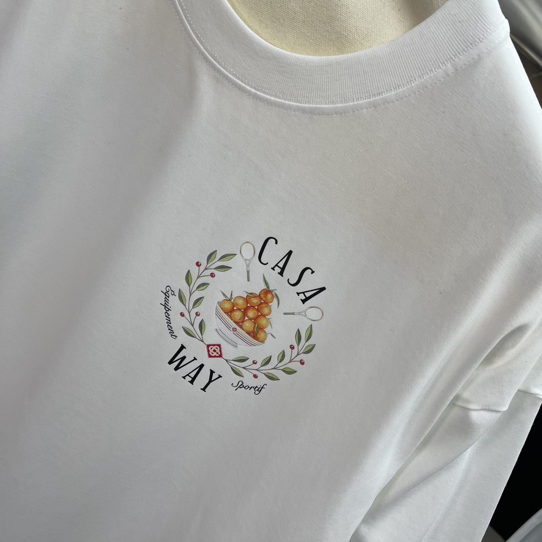 Casablanca Classics Short-Sleeve T-Shirt in Velvet Cotton, White and Black, Various Sizes - 图片 4