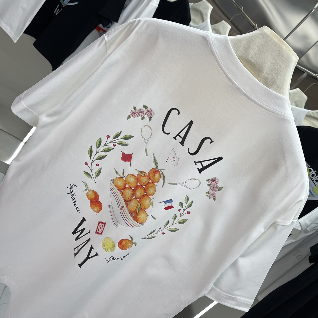 Casablanca Classics Short-Sleeve T-Shirt in Velvet Cotton, White and Black, Various Sizes - 图片 7