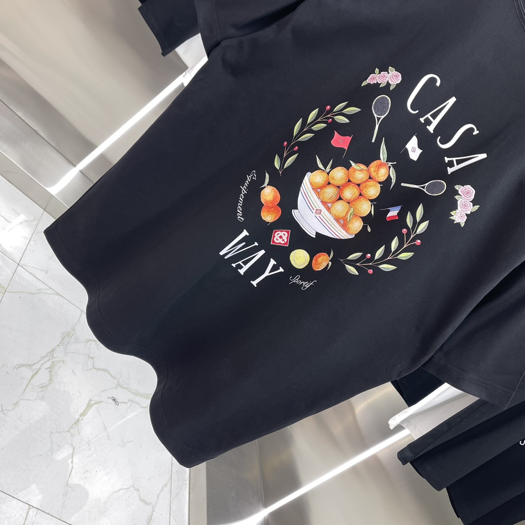Casablanca Classics Short-Sleeve T-Shirt in Velvet Cotton: White and Black Options - 图片 8