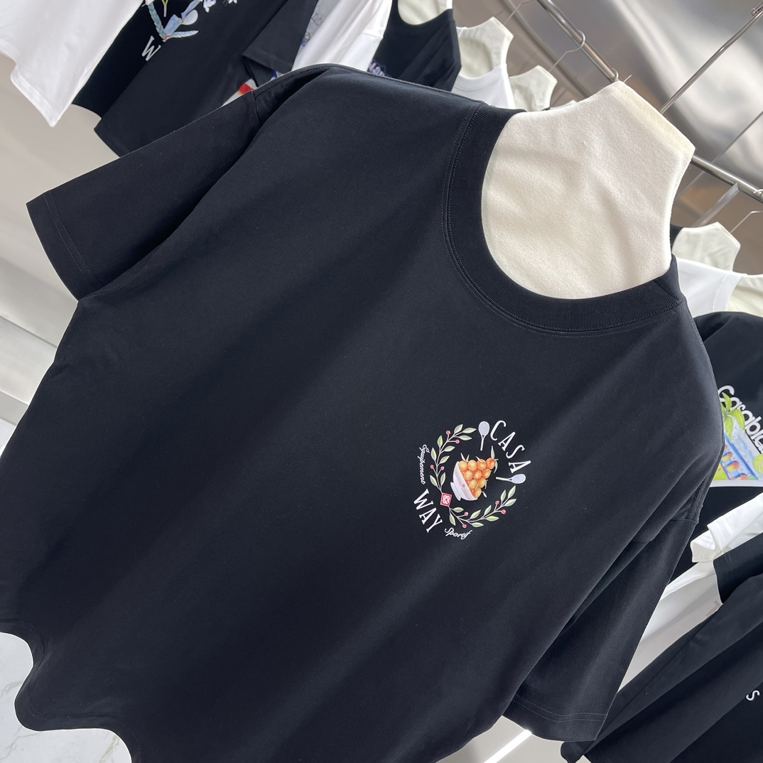 Casablanca Classics Short-Sleeve T-Shirt in Velvet Cotton: White and Black Options - 图片 3