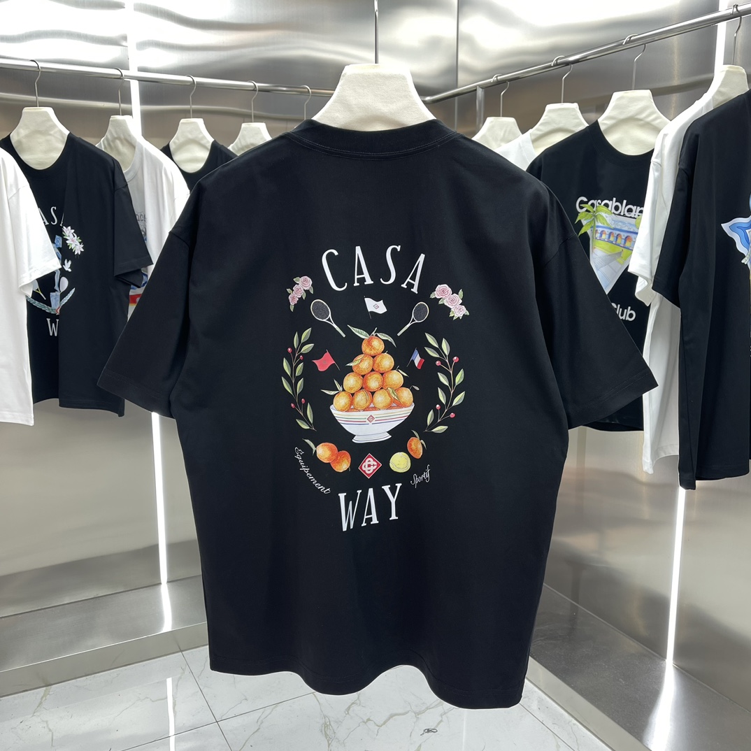 Casablanca Classics Short-Sleeve T-Shirt in Velvet Cotton: White and Black Options - 图片 5