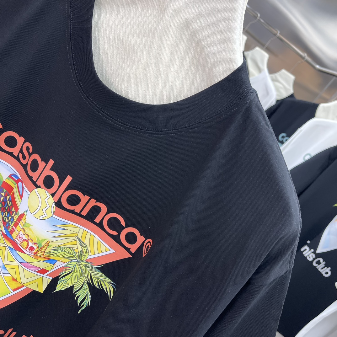Casablanca Classics: Velvet Cotton T-shirt in White and Black, Unisex Sizes SM-XXL - 图片 7
