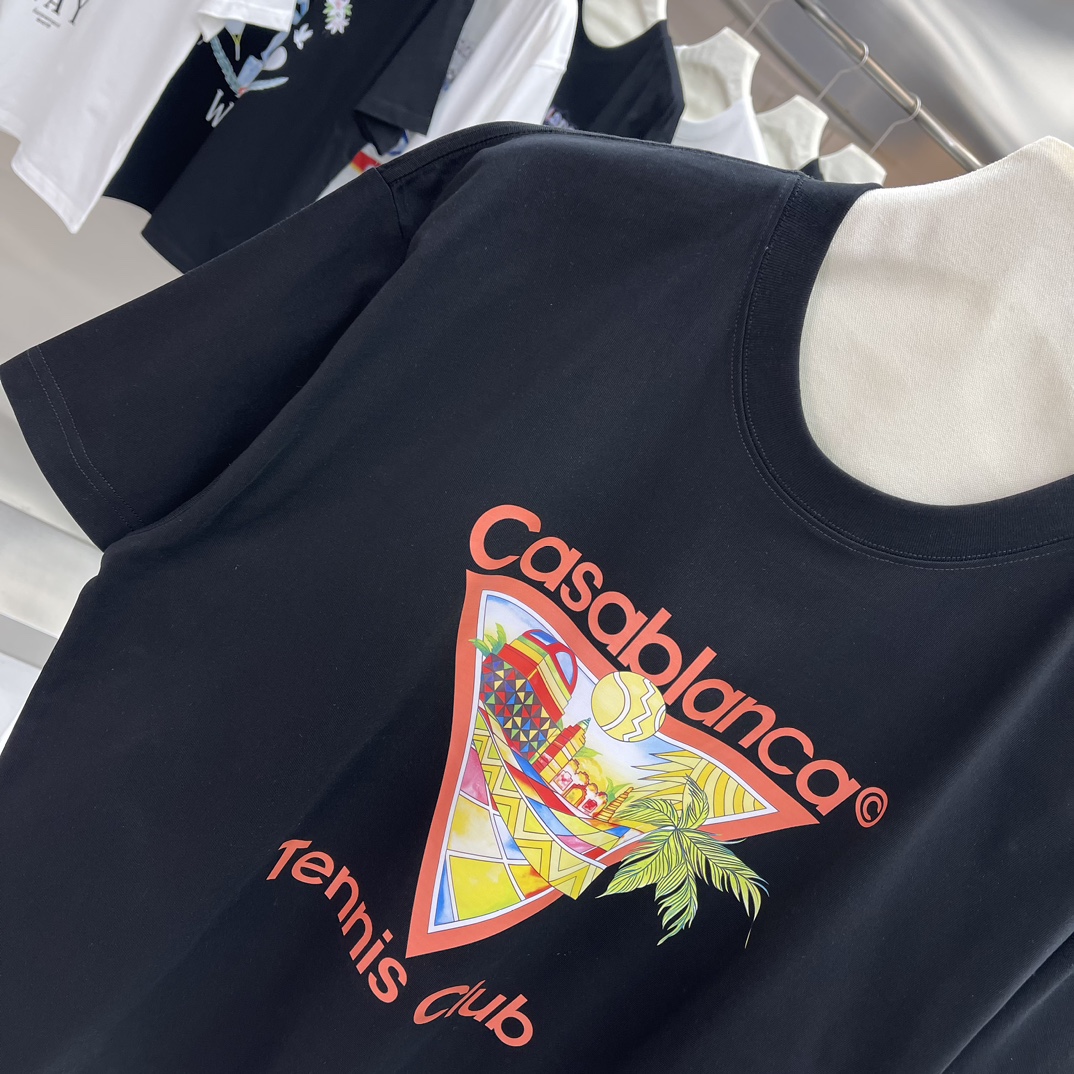 Casablanca Classics: Velvet Cotton T-shirt in White and Black, Unisex Sizes SM-XXL - 图片 5
