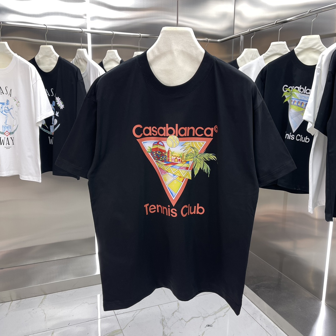 Casablanca Classics: Velvet Cotton T-shirt in White and Black, Unisex Sizes SM-XXL - 图片 1